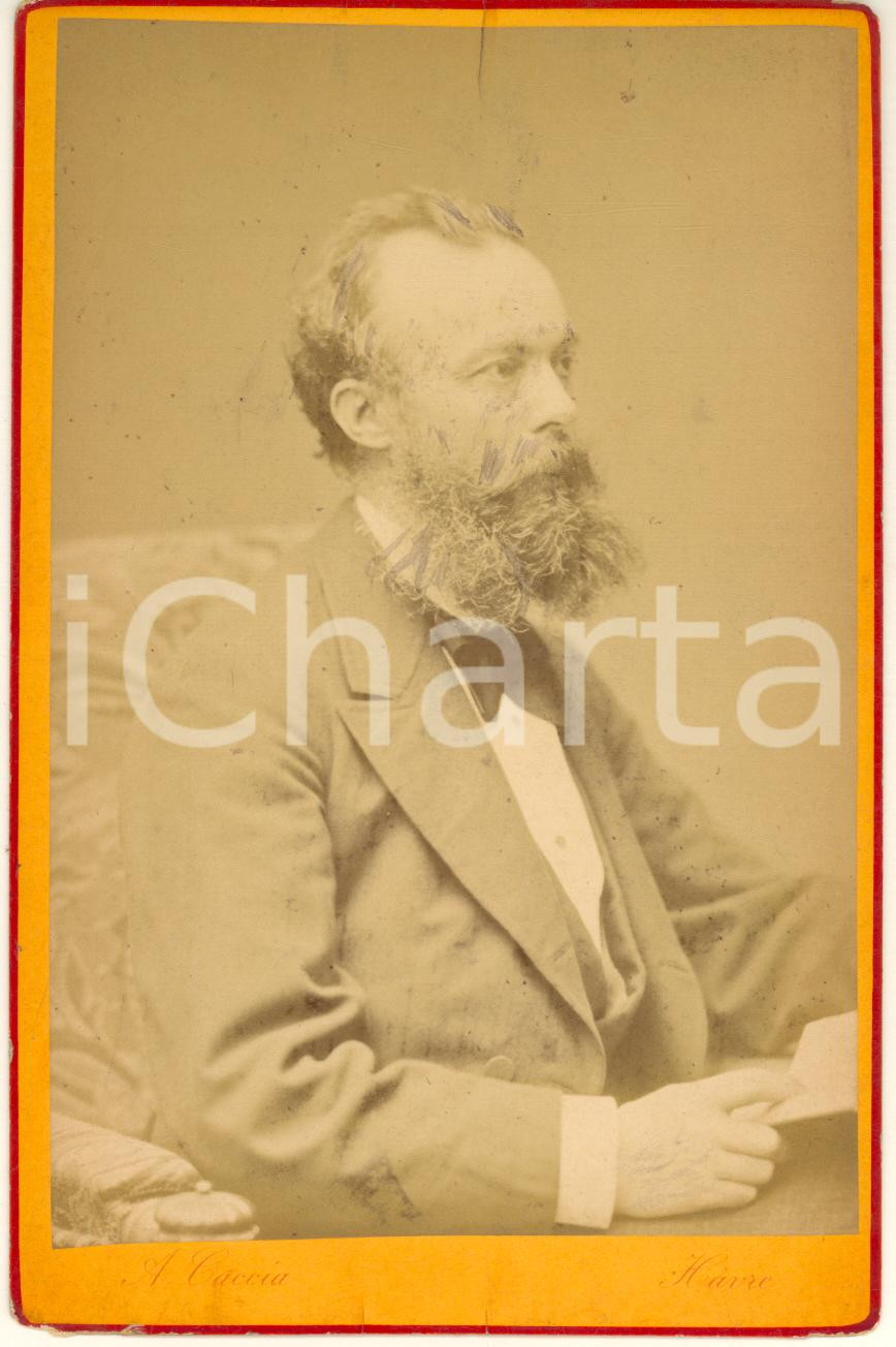 Fotografia d epoca originale 1885 ca LE HAVRE Garibaldino Oreste BRONZETTI  Ritratto Foto CACCIA 11x16 1