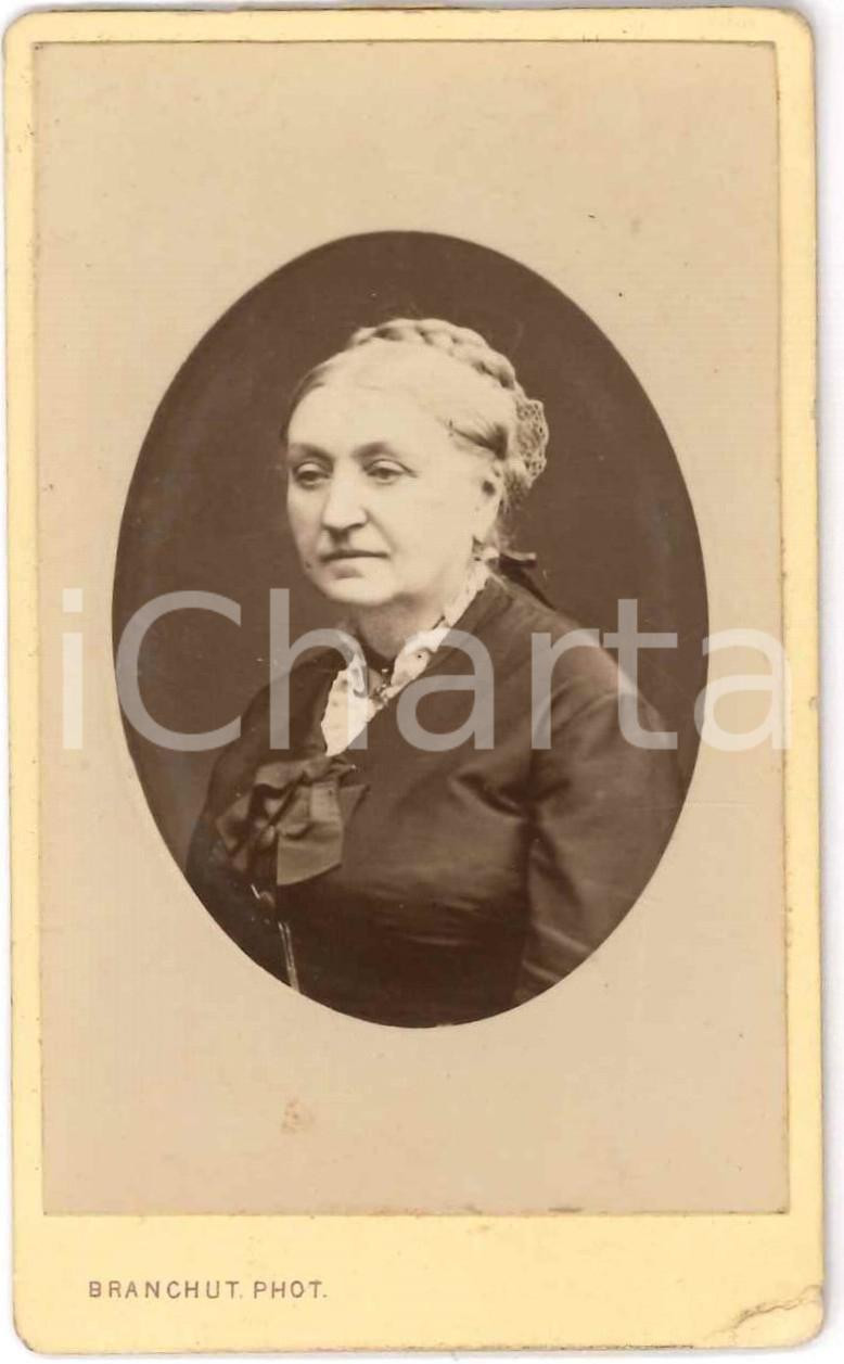 Fotografia d epoca originale 1875 ca PARIS Anziana donna  Ritratto Foto BRANCHUT CDV Succ. LEJEUNE 1