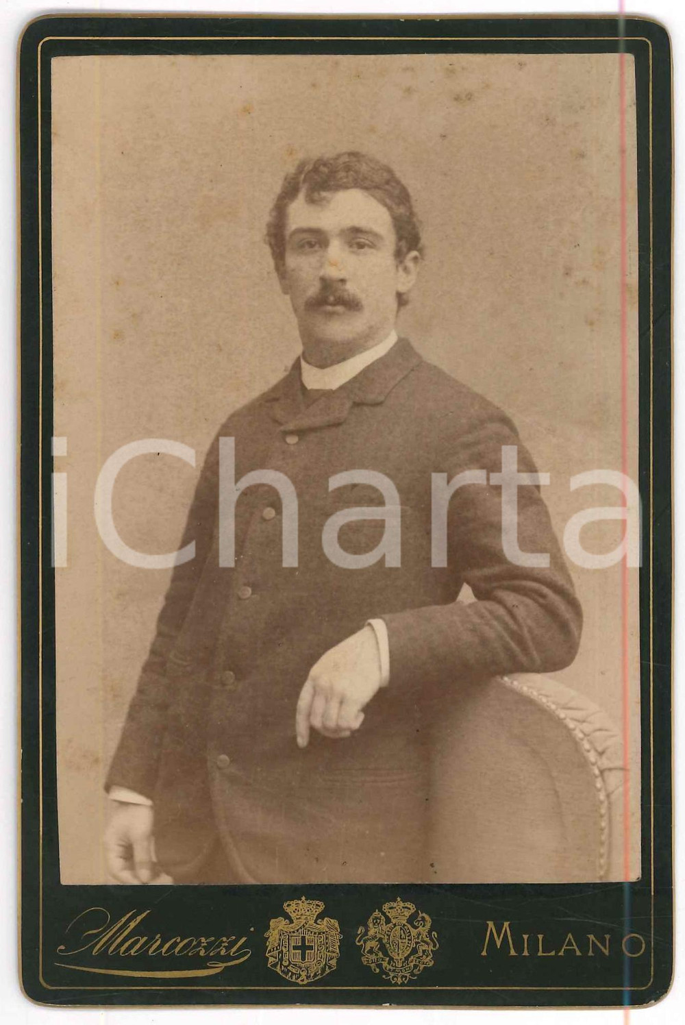 Fotografia d epoca originale 1886 MILANO Famiglia SECCAMANI di Brescia  Giovane uomo Foto MARCOZZI 11x16 1
