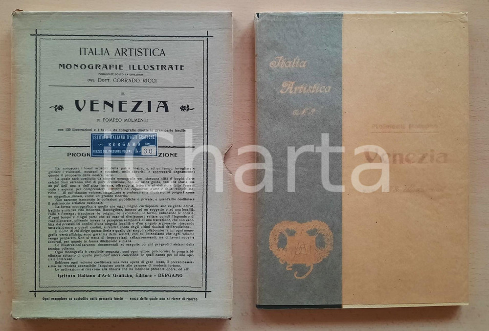Libro, pubblicazione d epoca 1910 ca Pompeo MOLMENTI  Venezia ILLUSTRATO Collana Italia Artistica 1