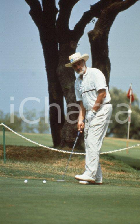 Fotografia d epoca originale 1991 MONACO Sean CONNERY al Monte Carlo Golf Club 35mm VINTAGE SLIDE 9 1