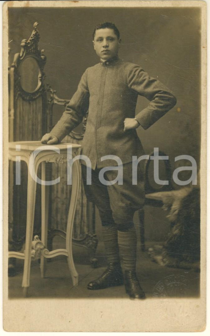 Fotografia d epoca originale 1915 ca WW1 MONZA Allievi ufficiale con specchiera Foto E. S. BRIMSIG 9x14 cm 1