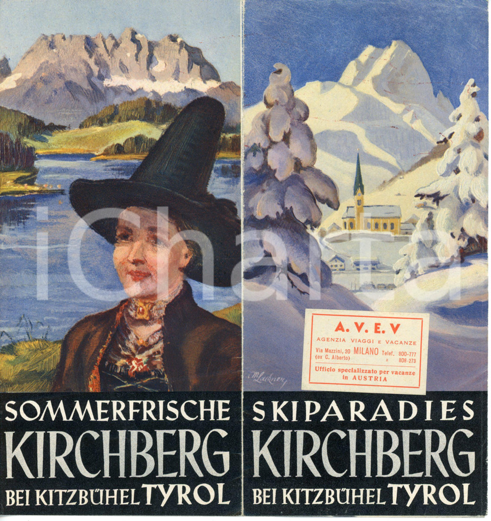 Materiale pubblicitario d’epoca 1935 ca KIRCHBERG IN TIROL OSTERREICH Skiparadies  Sommerfrische  Depliant 1