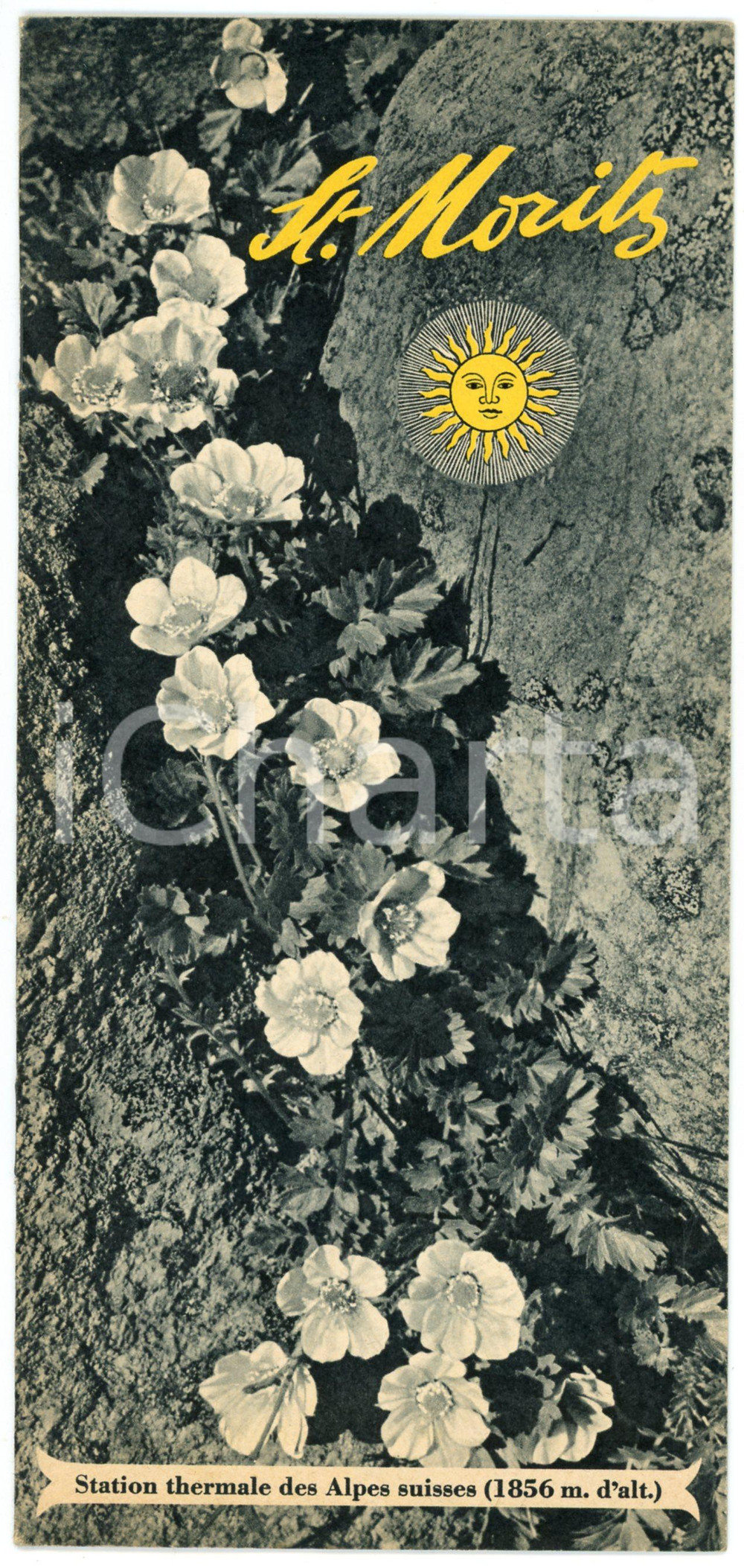 Materiale pubblicitario d’epoca 1935 ca ST. MORITZ Station thermale des Alpes suisses  Pubblicazone ILLUSTRATA 1