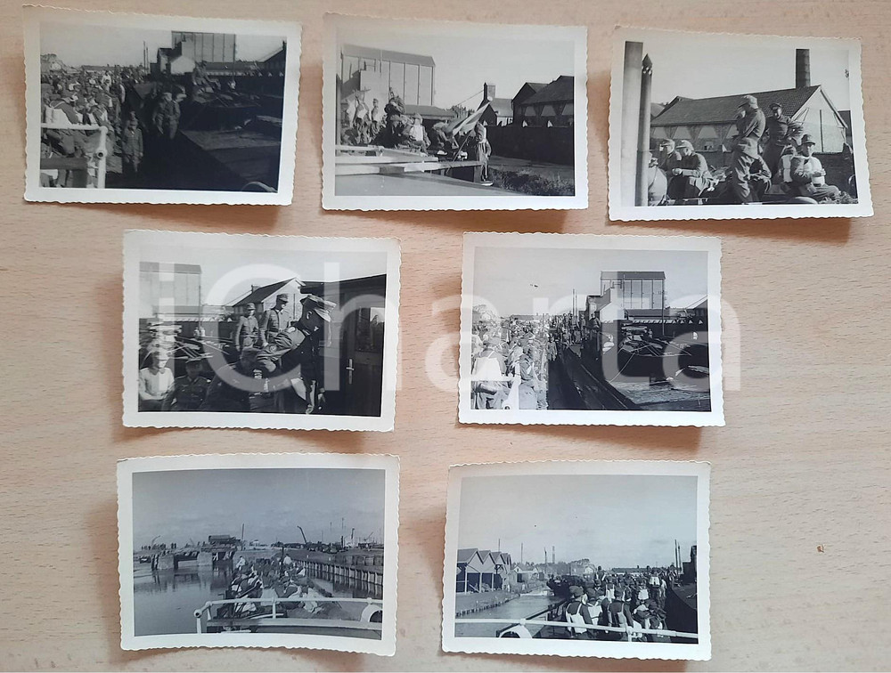Fotografia d epoca originale 1940 WW2 MUNCHEN Area  Wehrmacht  Spostamento truppe con barche 7 foto 10x7 1
