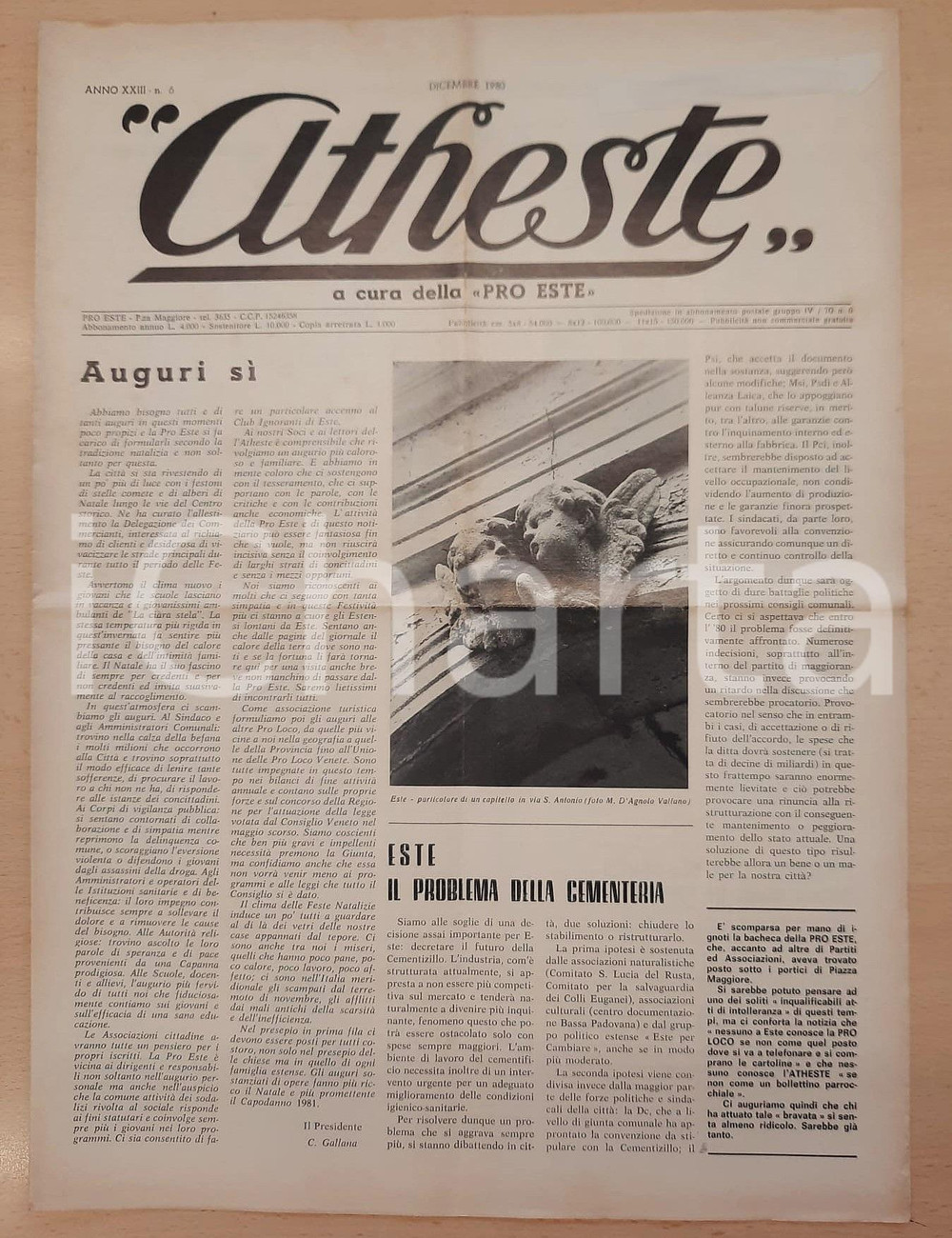 Giornale, rivista storica 1979 ATHESTE Futuro CEMENTIZILLO  Mostra Millo Bortoluzzi Giornale PRO ESTE 1