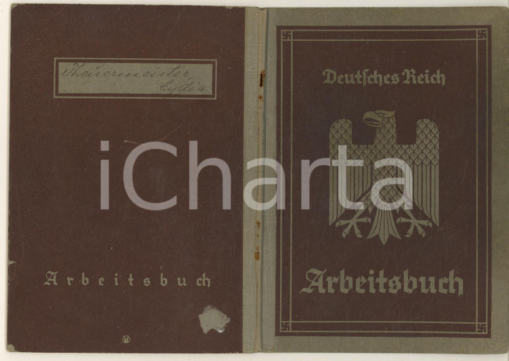 Documento originale, autentico 19351944 LEIPIZIG /GERMANY Arbeitsbuch / Libretto lavoro Lydia Theuermeister 1