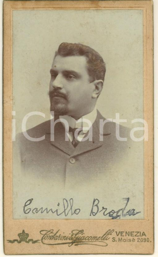 Fotografia d epoca originale 1900 ca VENEZIA Ritratto di Camillo BRODA  Foto CONTARINI & GIACOMELLI CDV 1
