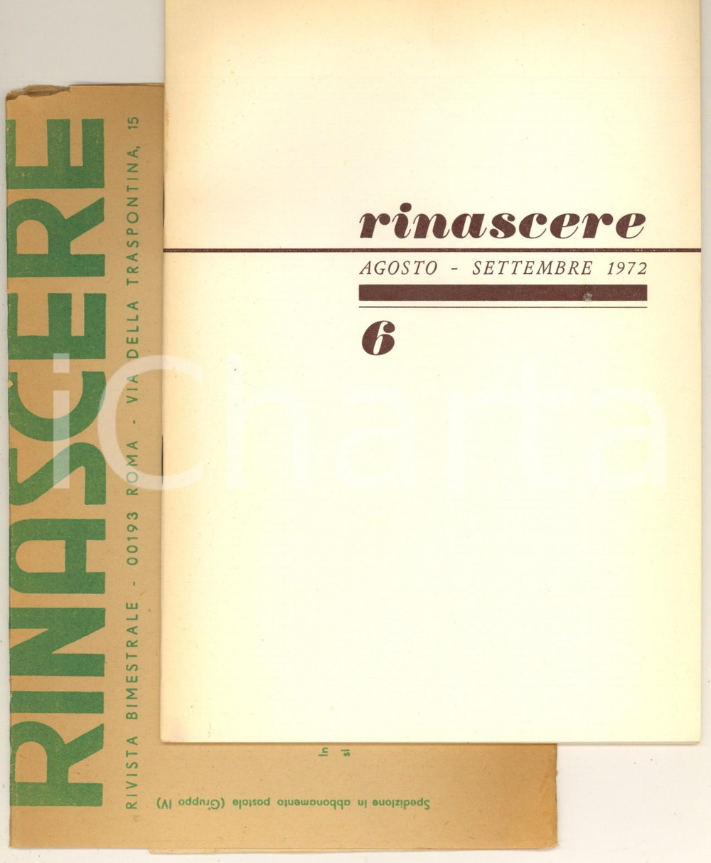 Libro, pubblicazione d epoca 1972 RINASCERE Movimento Rinascita Cristiana  Ricordo di Vincenzo Rosa Rivista 1