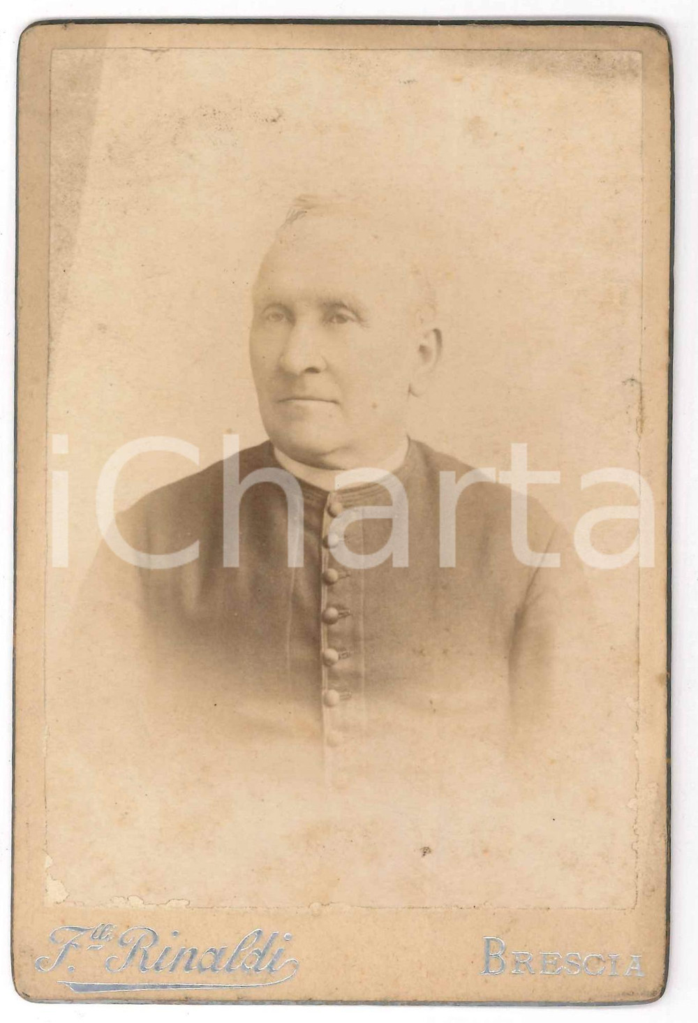 Fotografia d epoca originale 1900 ca BRESCIA Ritratto di sacerdote  Foto F.lli RINALDI 11x16 cm 1