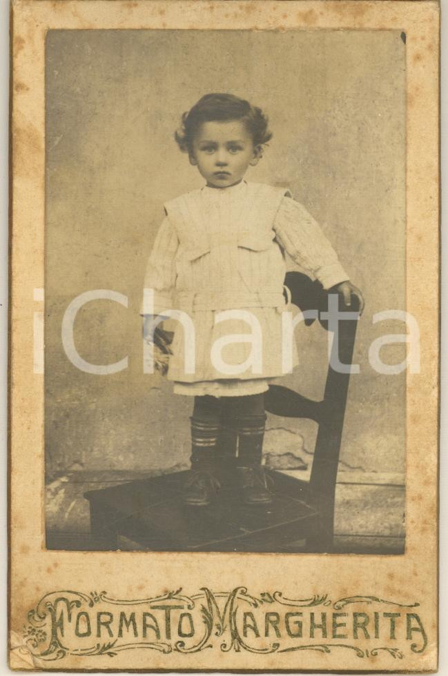 Fotografia d epoca originale 1890 ca TORINO Carlo CROVA bambino  Ritratto Foto G. AVALLE / CHIAPINO 8x12 1