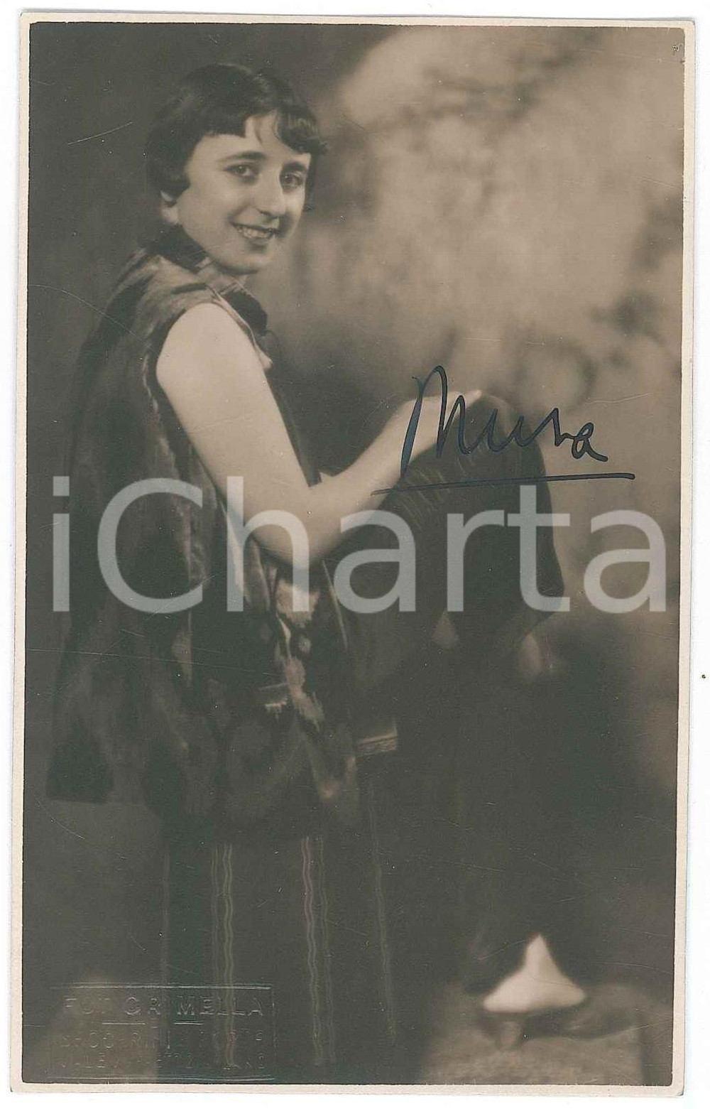Autografo originale 1930 ca Scrittrice MURA Maria Assunta Volpi Nannipieri  Foto con AUTOGRAFO 1