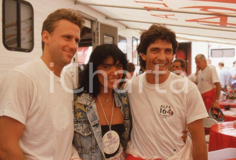 Fotografia d epoca originale 1988 AUTODROMO DI MONZA Paolo ROSSI Björn BORG Loredana BERTÈ 35mm VINTAGE SLIDE 1