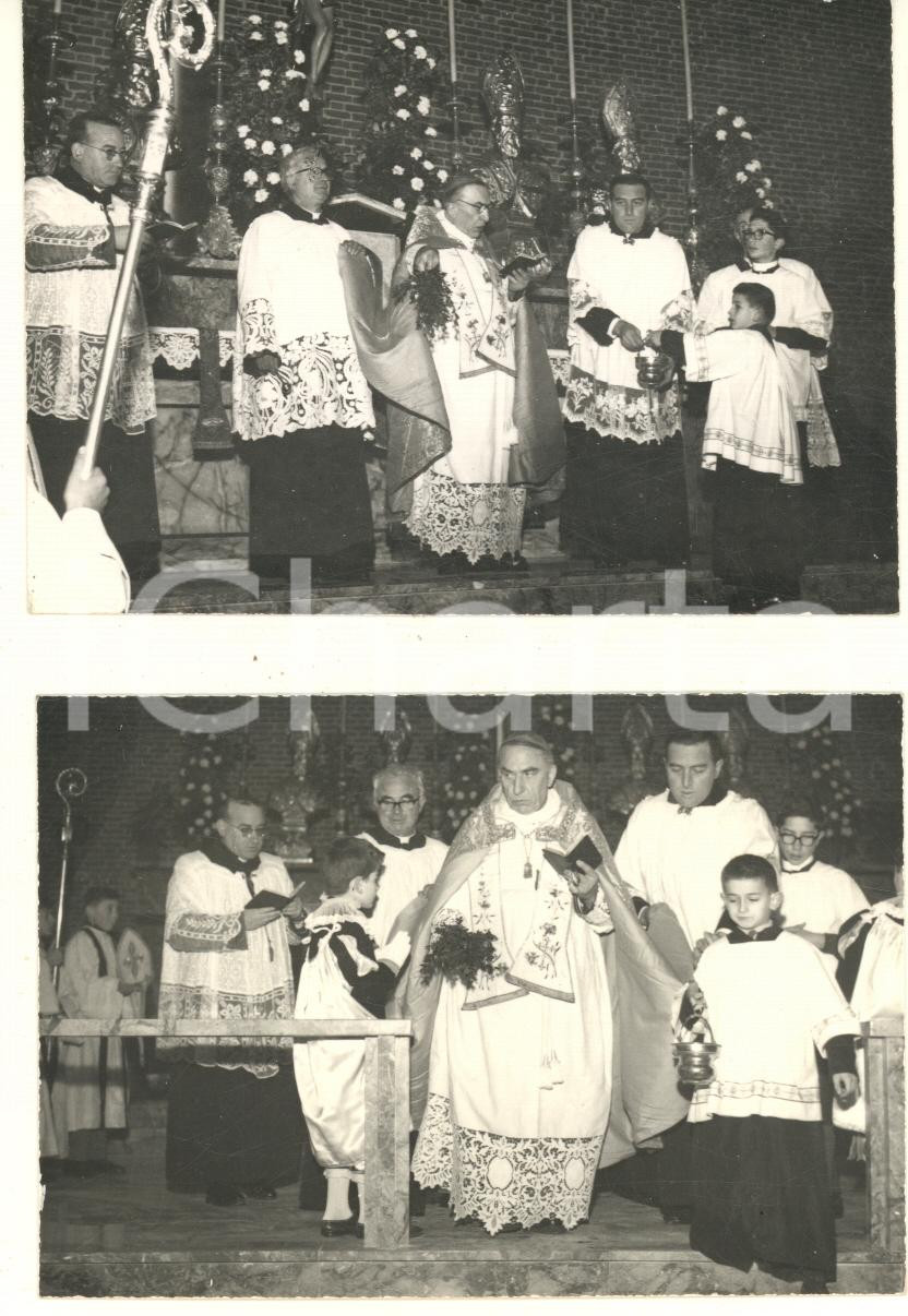 Fotografia d epoca originale 1965 ca PAVIA Mons. Carlo ALLORIO  Messa a Sant Alessandro Sauli 2 foto 10x7 1