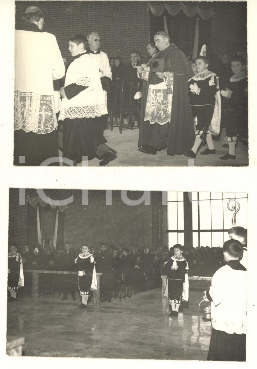 Fotografia d epoca originale 1965 ca PAVIA Chiesa Sant Alessandro Sauli  Mons. Carlo ALLORIO 2 foto 10x7 cm 1
