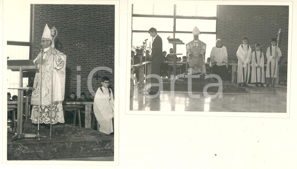 Fotografia d epoca originale 1970 ca PAVIA Chiesa Sant Alessandro Sauli  Mons. Antonio ANGIONI 2 foto 10x15 1