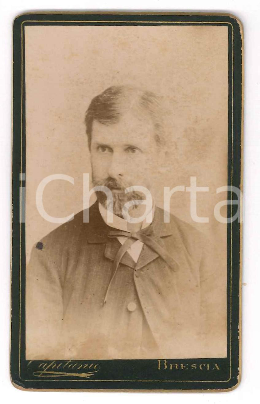 Fotografia d epoca originale 1890 ca BRESCIA Ritratto di giovane uomo  Foto CAPITANIO CDV 1