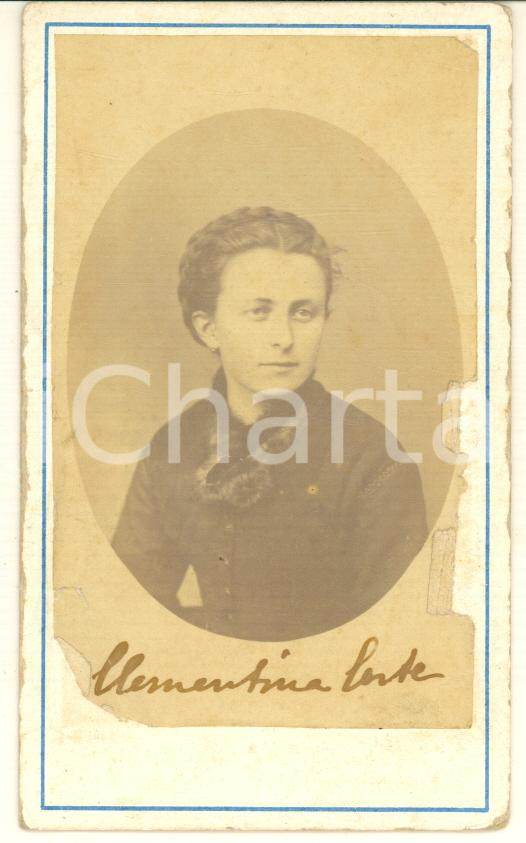 Fotografia d epoca originale 1870 ca Clementina CORTE fotografa PETTINENGO  Ritratto Foto CDV 1