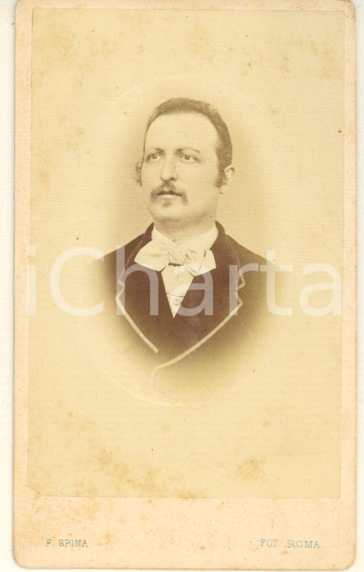Fotografia d epoca originale 1870 ca ROMA Ritratto maschile  Busto Foto Filippo SPINA CDV 1
