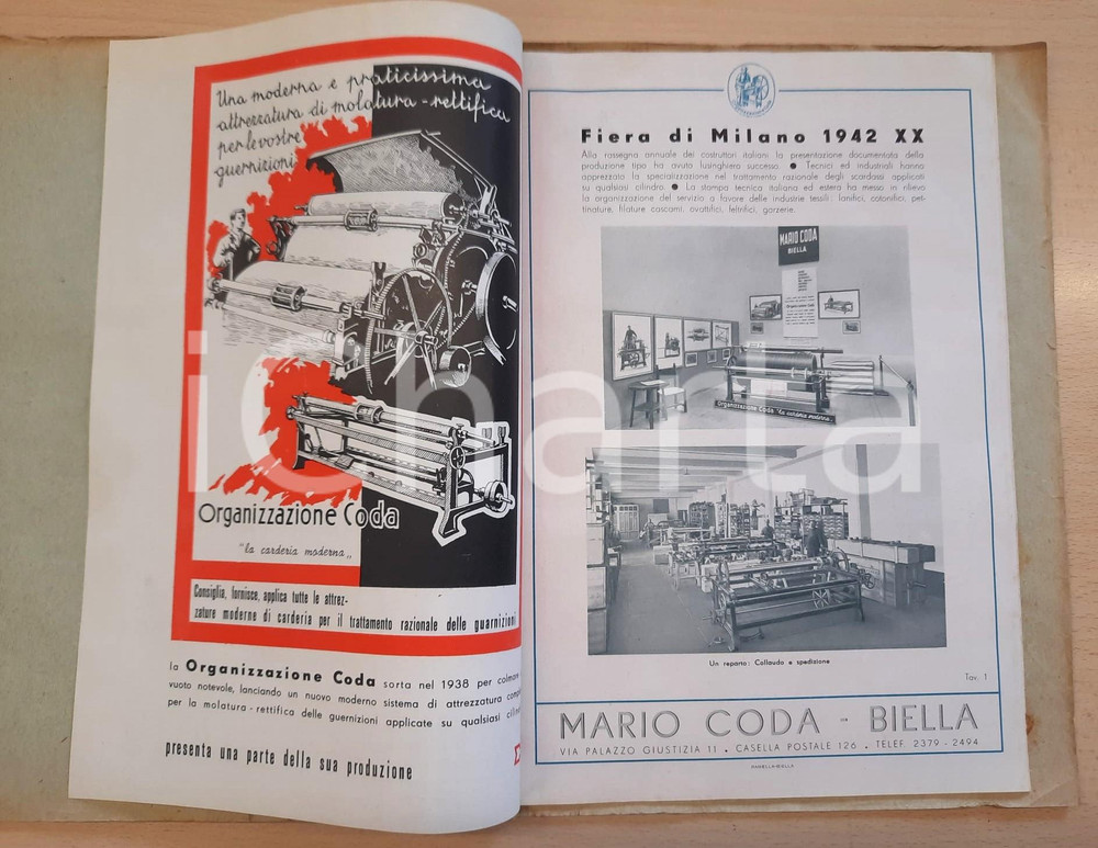 Materiale pubblicitario d’epoca 1942 BIELLA Mario CODA  Macchine per carderia  Fascicolo ILLUSTRATO 1