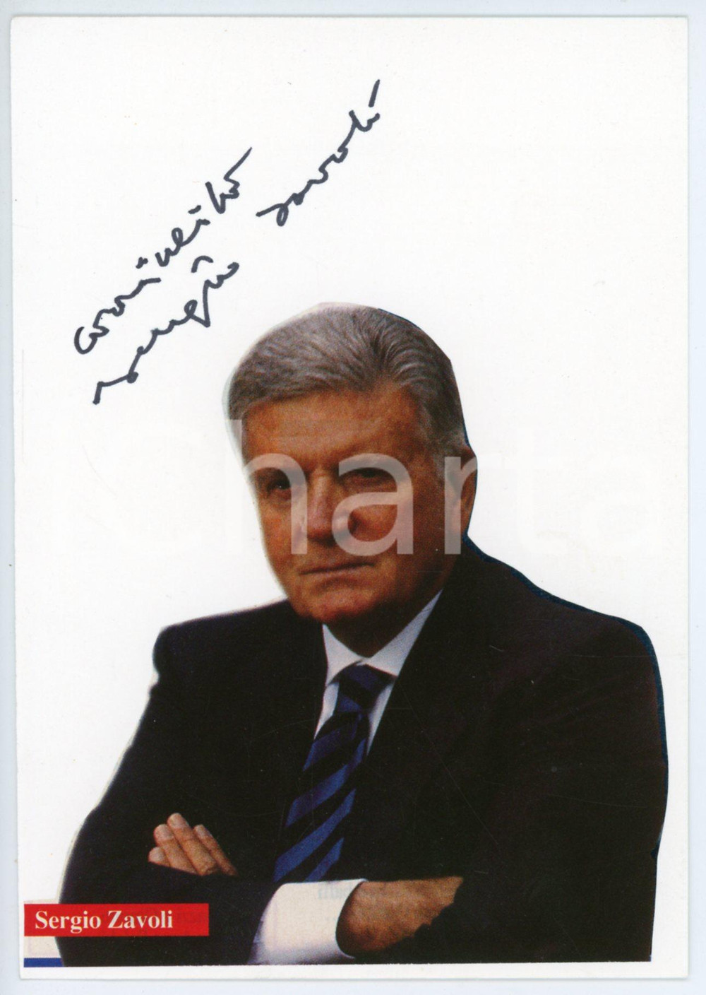 Autografo originale 2000 ca ITALIA  COSTUME Sergio ZAVOLI Cartoncino con AUTOGRAFO 1