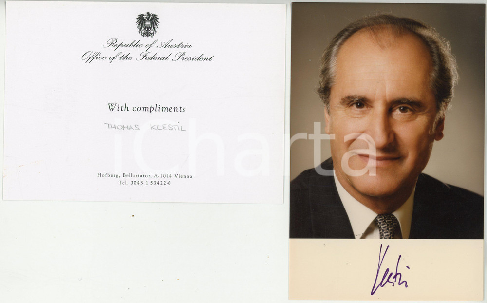 Autografo originale 2000 ca WIEN Thomas KLESTIL Österreichischer Bundespräsident AUTOGRAFO Biglietto 1