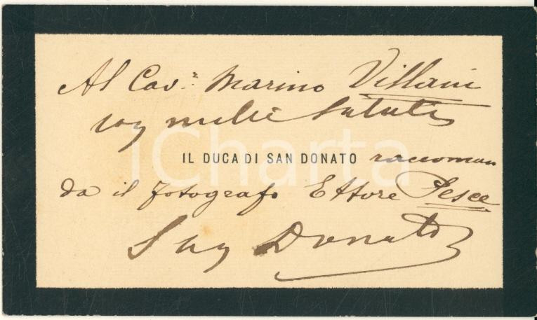 Autografo originale 1900 ca NAPOLI Gennaro SAMBIASE SANSEVERINO Duca San Donato Biglietto autografo 1