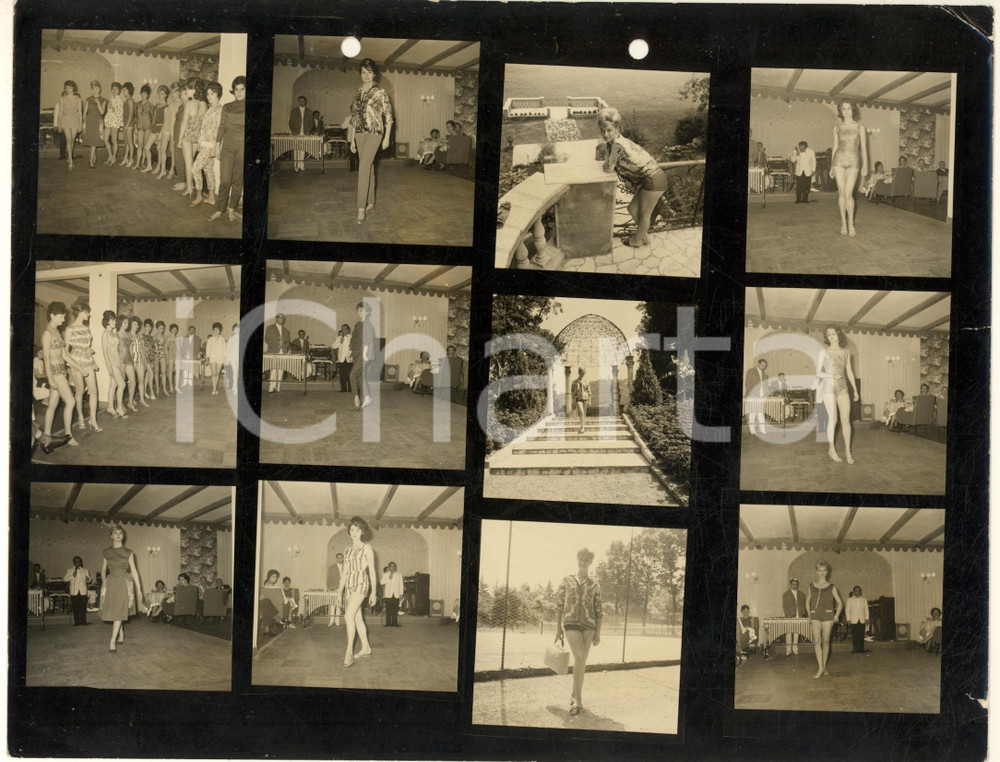 Fotografia d epoca originale 1960 ca MODA MARE  ITALIA  Modelle in una villa  Sfilata Foto 12 provini 1