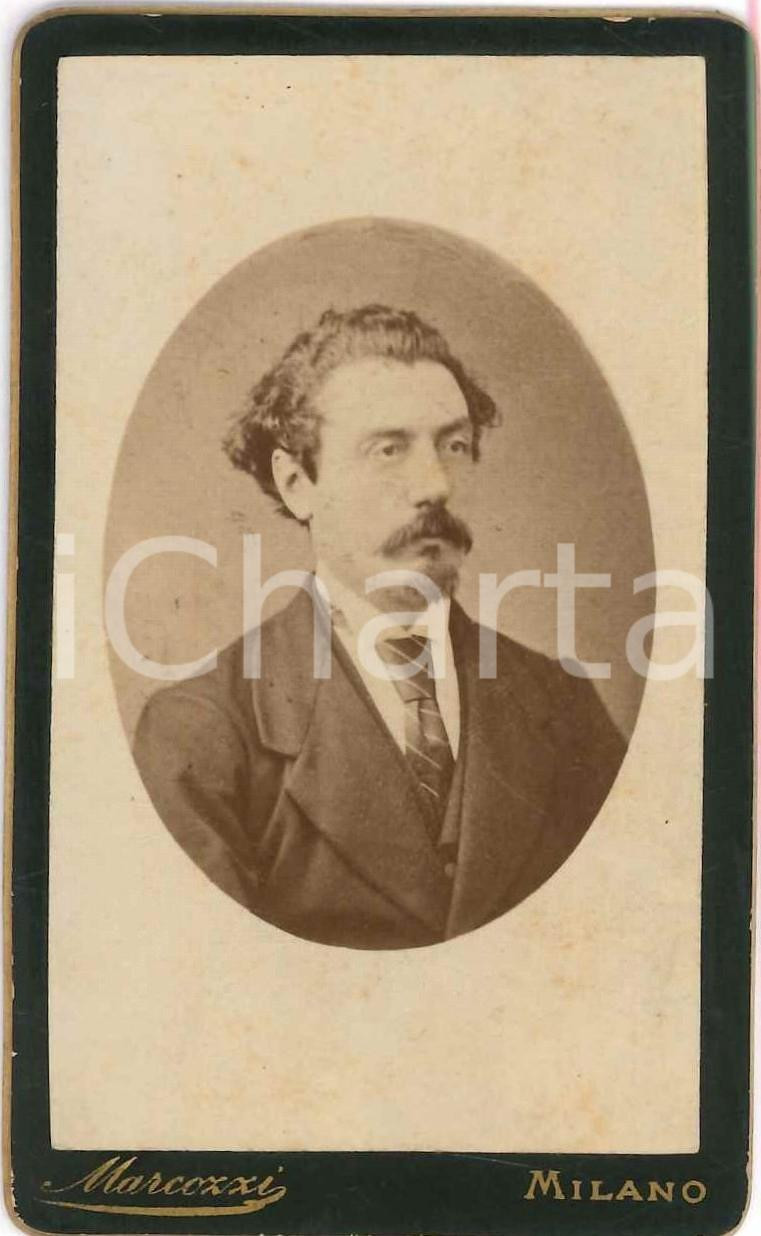Fotografia d epoca originale 1880 ca MILANO Uomo con cravatta  Ritratto  Fotografia Carlo MARCOZZI CDV 1
