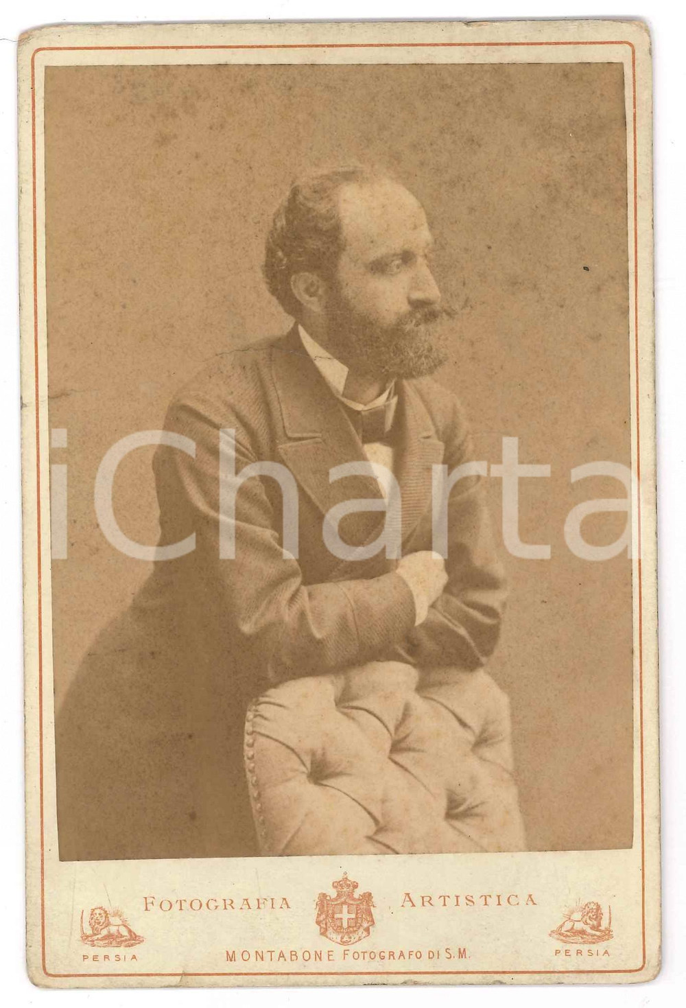 Fotografia d epoca originale 1890 ca MILANO Giovane uomo con poltrona Foto MARCOZZI 11x16 cm 2 1