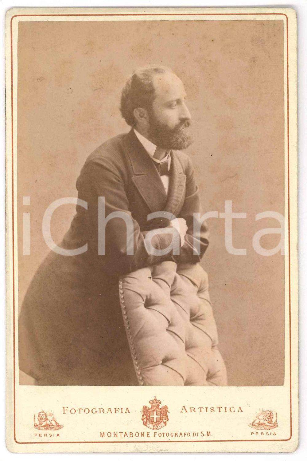 Fotografia d epoca originale 1890 ca MILANO Giovane uomo con poltrona Foto MARCOZZI 11x16 cm 1 1