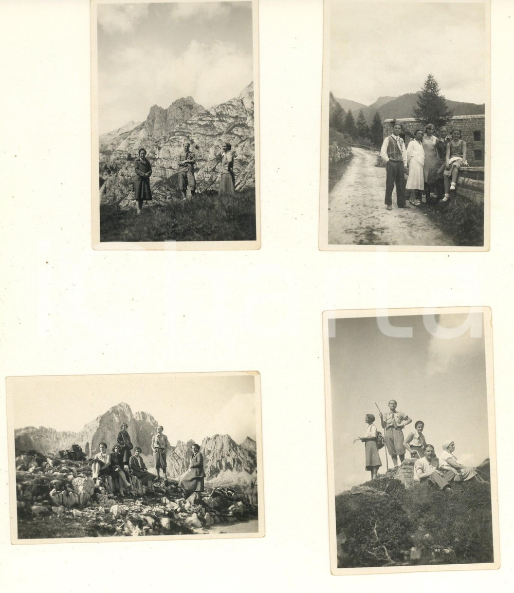 Fotografia d epoca originale Agosto 1931 DOLOMITI Escursionisti al Catinaccio  Latemar Lotto 4 foto 9x6 cm 1