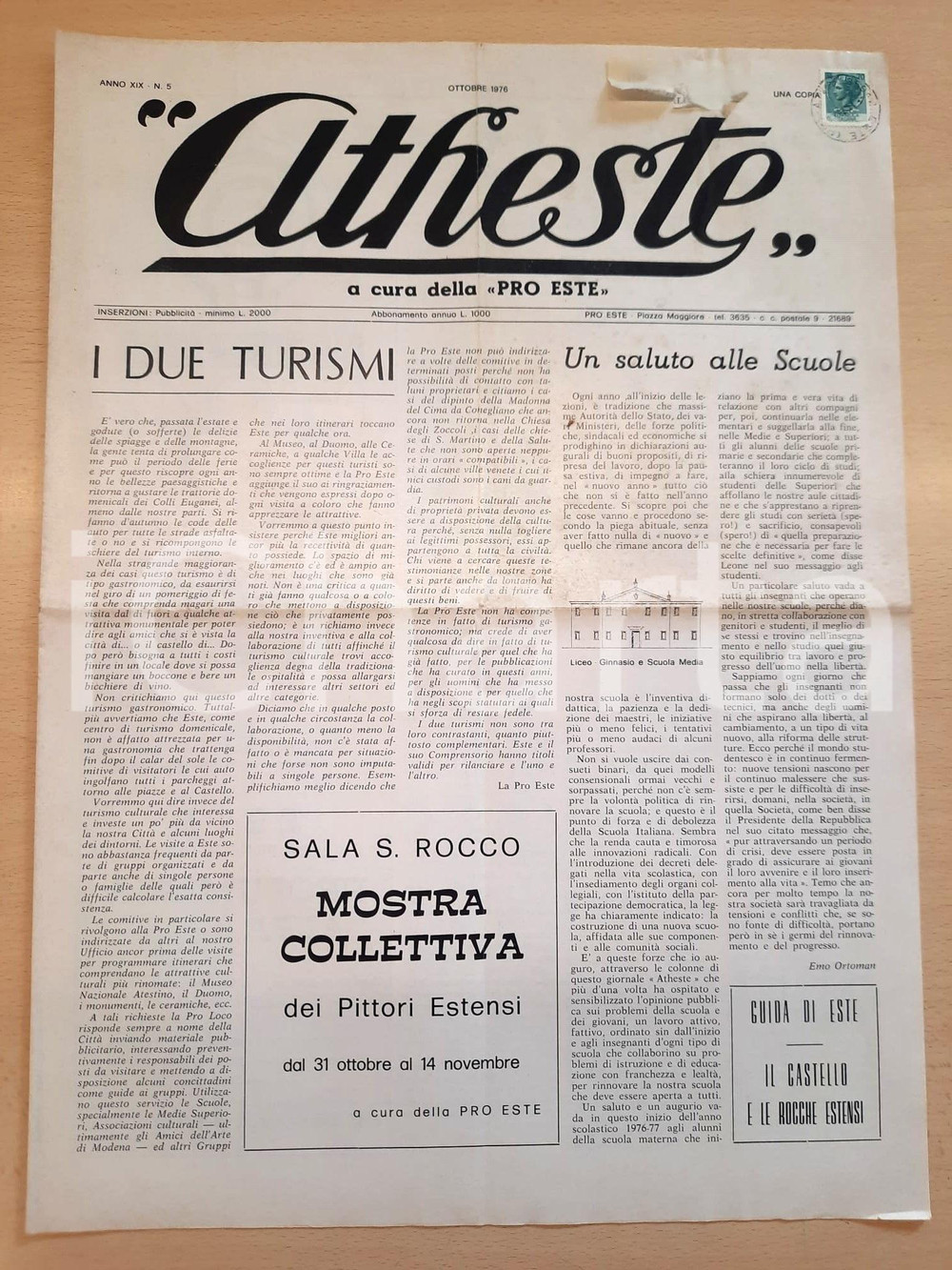 Giornale, rivista storica 1976 ATHESTE Umberto CAMPAGNOLO  Calcio EsteRedentore Giornale PRO ESTE 1