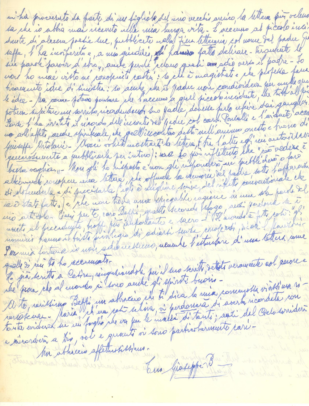 Autografo originale 1973 CORTINA Giuseppe BIASUZ attaccato per articolo su ORTOLANI Autografo 1