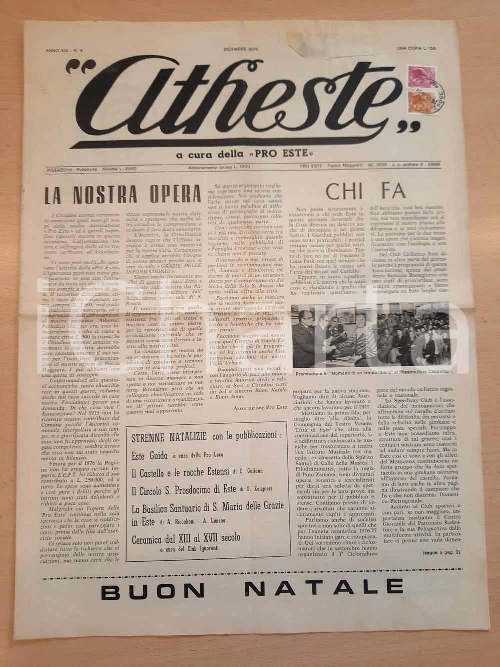 Giornale, rivista storica 1976 ATHESTE Ilario ROSSI sindaco  Palazzo del Principe Giornale PRO ESTE 1