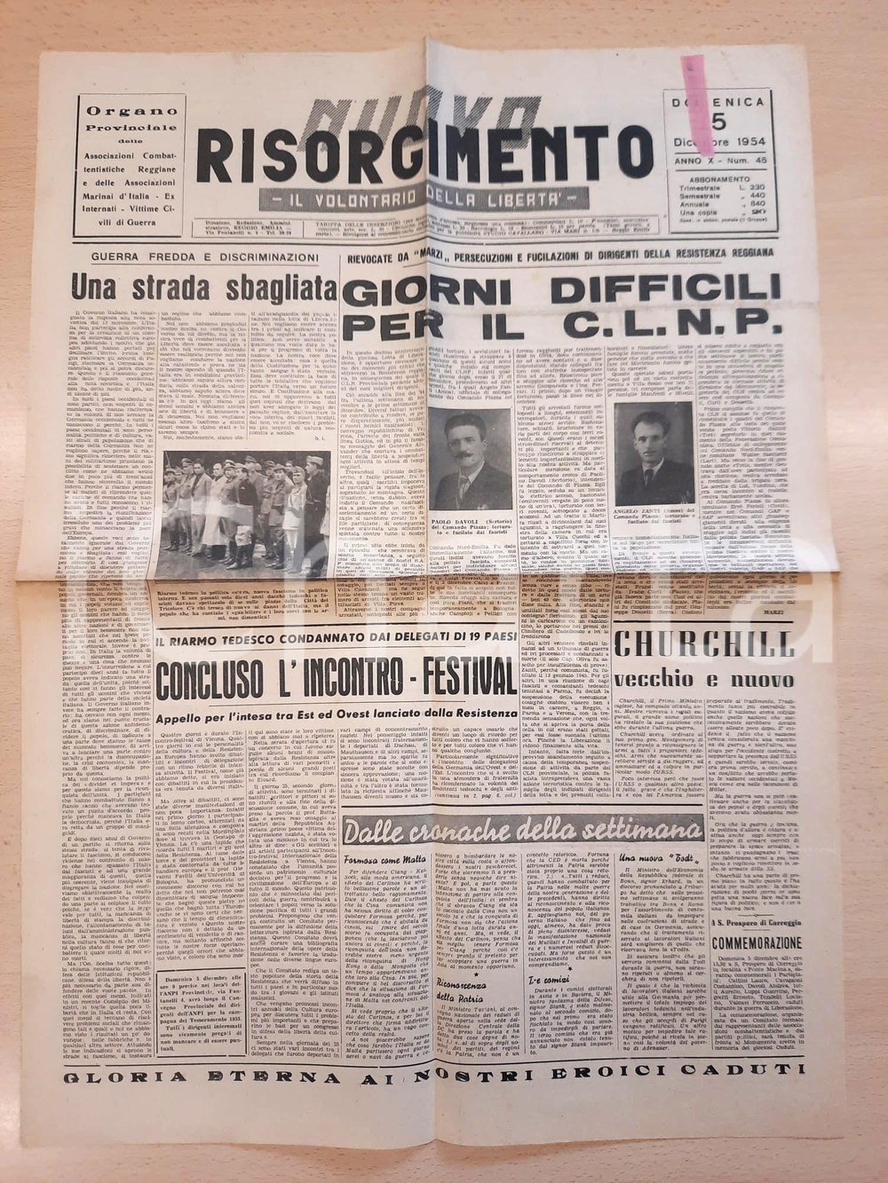 Giornale, rivista storica 1954 NUOVO RISORGIMENTO Paolo Davoli e Angelo Zanti vittime dei fascisti 1