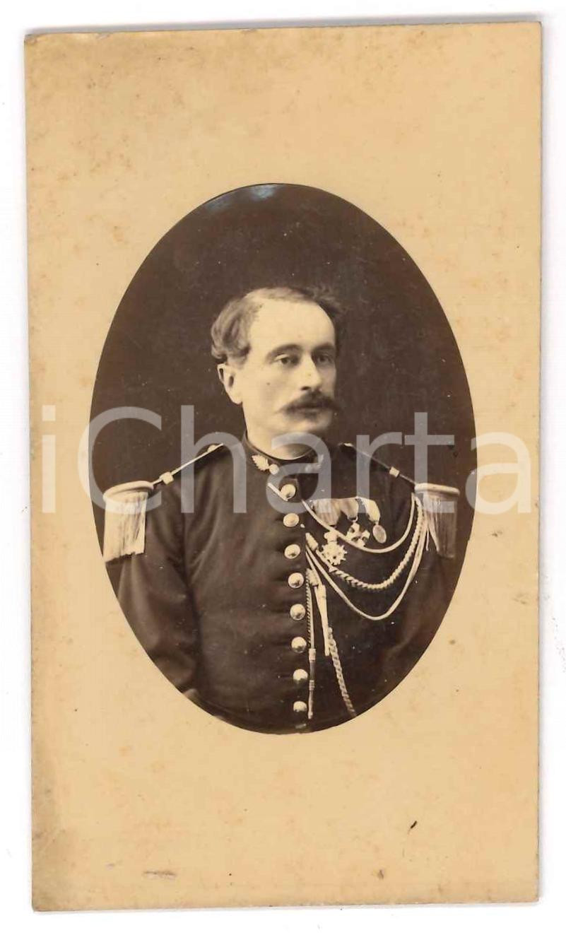 Fotografia d epoca originale 1900 ca ARMEE DE FRANCE Colonnello con onorificenze Foto G. PREVOT CDV 1