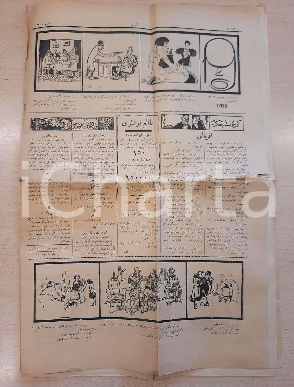 Giornale, rivista storica 1926 TURCHIA  Giornale satirico AKBABA  Vignette  Mussolini Vesuvio RARO 1