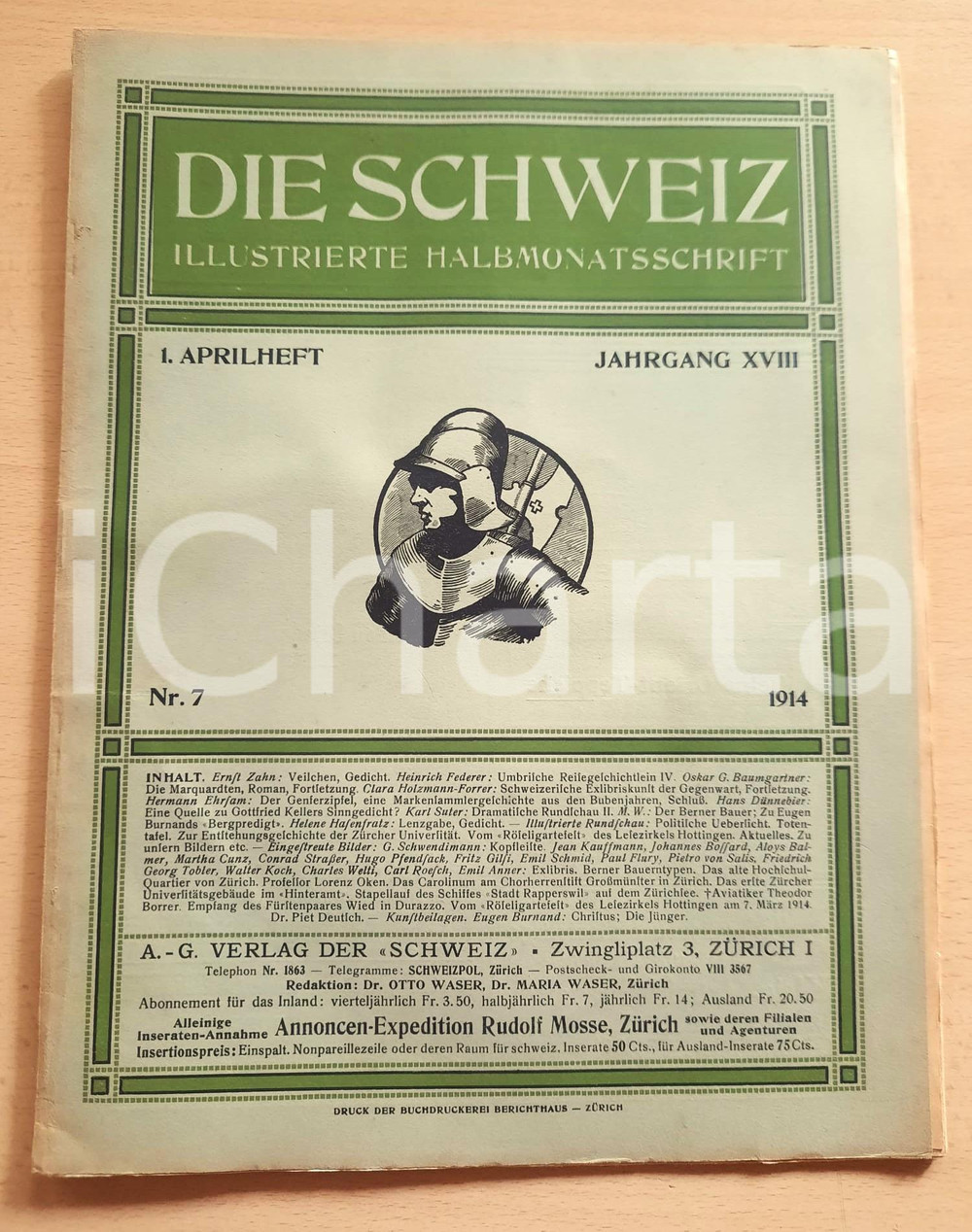 Giornale, rivista storica Aprile 1914 DIE SCHWEIZ Viaggio in Umbria  Ex libris svizzeri Rivista n° 7 1