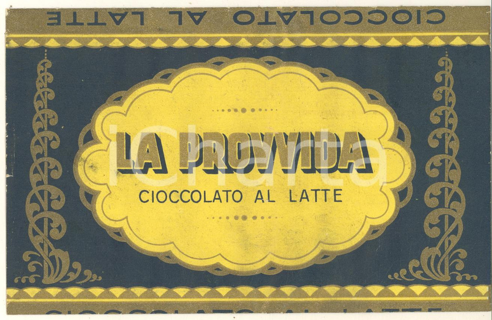 Materiale pubblicitario d’epoca 1920 ca LA PROVVIDA Cioccolato al latte  UNICA TORINO  Fascetta pubblicitaria 1