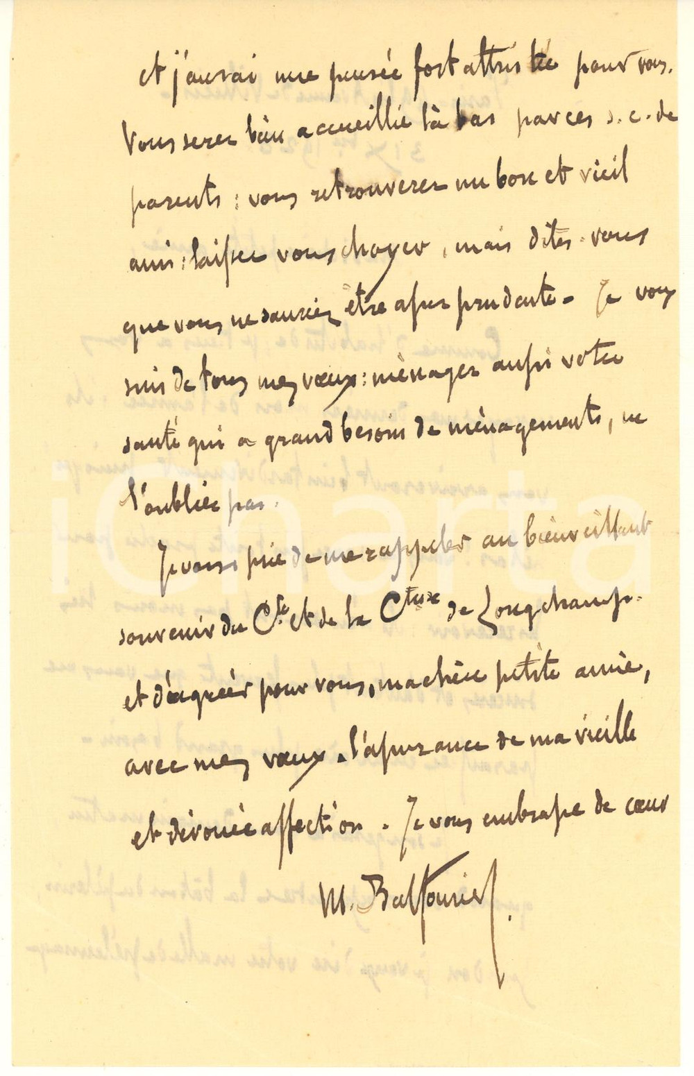 Autografo originale 1928 PARIS Generale Maurice BALFOURIER  Auguri a un amica Autografo 1