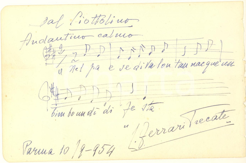Autografo originale 1954 Luigi FERRARI TRECATE compositore  1942 Walter GIESEKING AUTOGRAFI 1