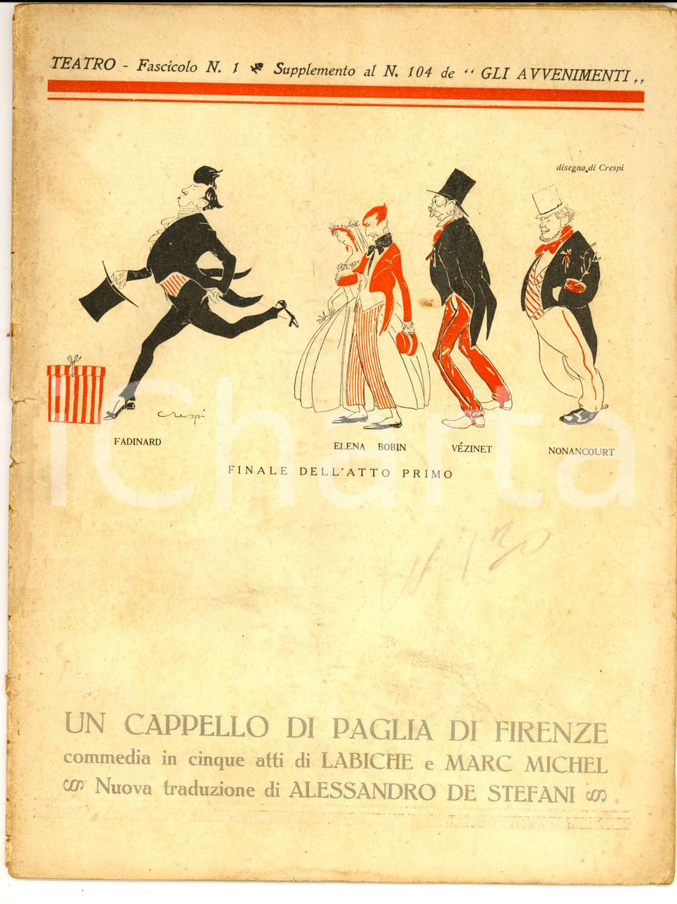 1915 TEATRO GLI AVVENIMENTI Un cappello di paglia