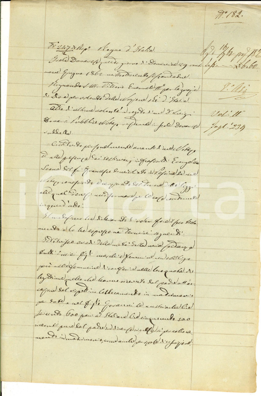 Documento originale, autentico 1862 PESSINA CREMONESE Testamento di Evangelista SOANA a favore dei figli 1