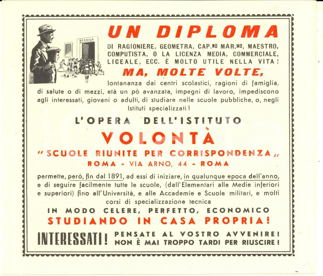 1932 ROMA Istituto VOLONTA' Scuole per