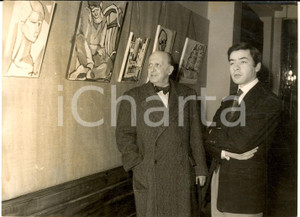 Fotografia d epoca originale 1957 PARIS Pietro QUARONI e il pittore CURTI alla mostra di arte italiana Foto 1
