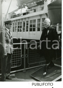 1954 GENOVA - SS INDEPENDENCE Arrivo Card. Francis Joseph SPELLMAN *Foto 13x18