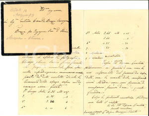1893 PIACENZA Lettera Stefano MARAZZANI VISCONTI per invio foto - AUTOGRAFO