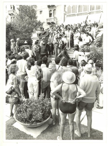 1980 ca VENEZIA Mostra del Cinema - Hotel EXCELSIOR Evento con modelle in bikini