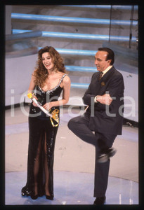 Fotografia d epoca originale 35mm vintage slide 1992 Festival SANREMO Pippo BAUDO ritratto con Alba PARIETTI 1
